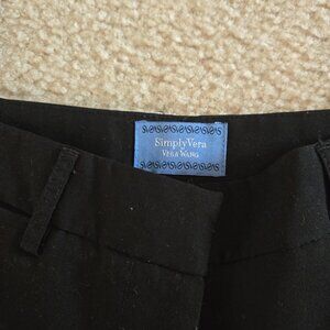 Simply Vera Vera Wang Women's Black Flared Dress Pants Flat Front Solid